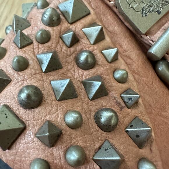 Vince Camuto Biker Marcin Grunge Brown Leather Moto Ankle Boots Studded Women 8B - Picture 13 of 15